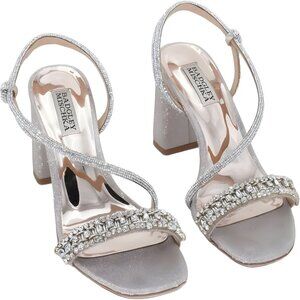 Champagne Textile Heeled Sandal by Badgley Mischka - Women's Size 8
